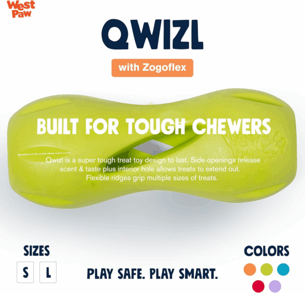 Zogoflex Qwizl Interactive Treat Dispensing Dog Puzzle Treat Toy for Dogs, Granny Smith, Large - Image 2