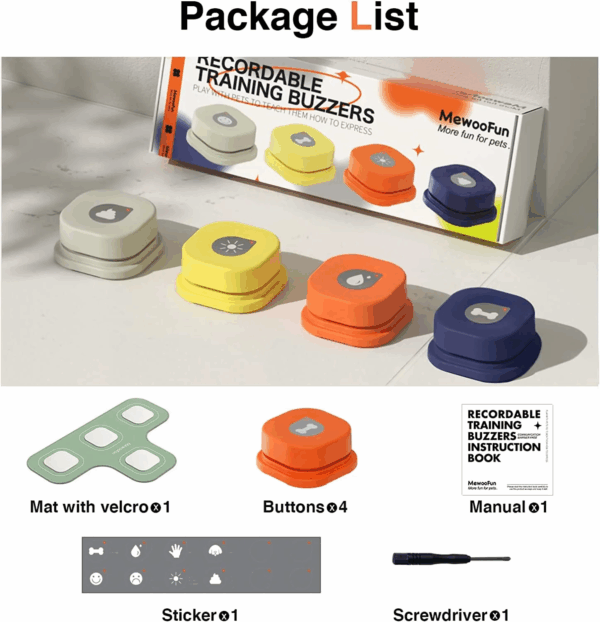 MEWOOFUN Dog Button Record Talking Pet Communication Vocal Training Interactive Toy Bell Ringer with Pad and Sticker Easy to Use - Image 4