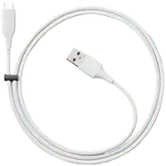 A white USB-C charging cable for the **PawMinder** smart toy, highlighting the accessory included in the product box.