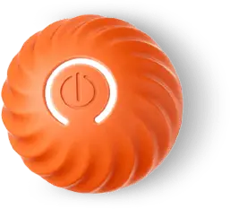 The SmartPawz **Pawminder** smart toy, an orange interactive ball with a glowing power button.