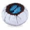 The SmartPawz round snuffle mat with a light-colored outer layer and a dark trim, cinched into a bowl shape for engaging playtime.