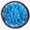 A top-down view of the SmartPawz round snuffle mat, highlighting its many blue felt strips for hiding treats and food.